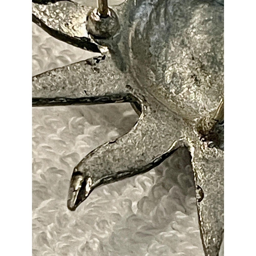 SALE Vintage Silver-Tone Sun Brooch w/Black Accents, 2.25"; 3-Pin Back 00040 - Picture 3 of 6